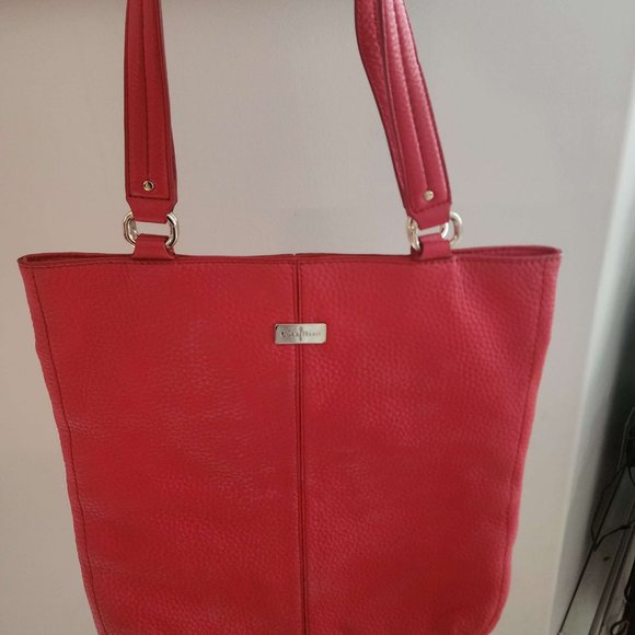 LARGE Cole Haan Red soft Leather Shoulder Hobo Bag travel bag - Picture 1 of 6